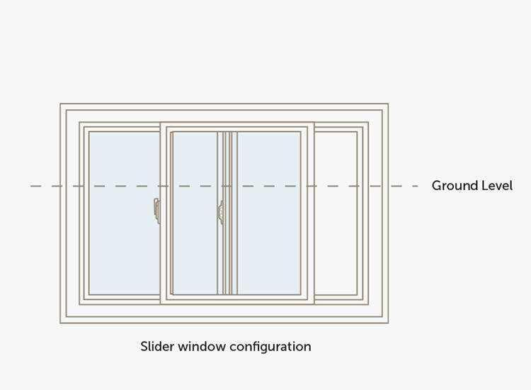 Basement slider window configuration