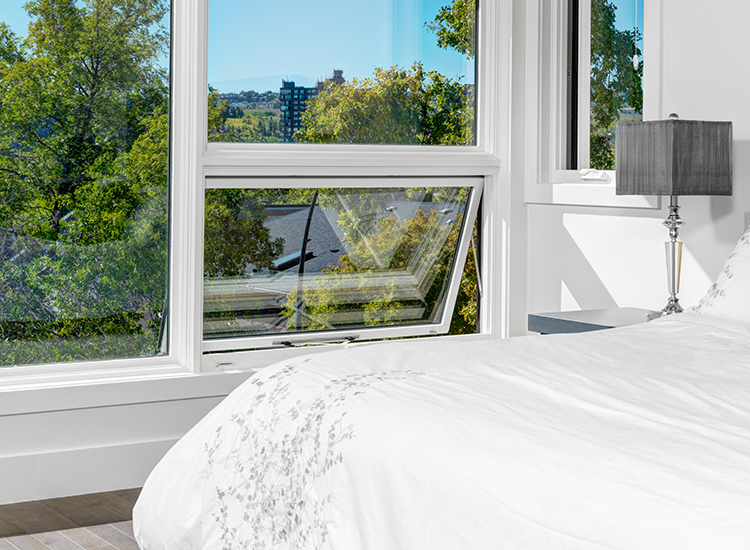 open awning window in a bedroom
